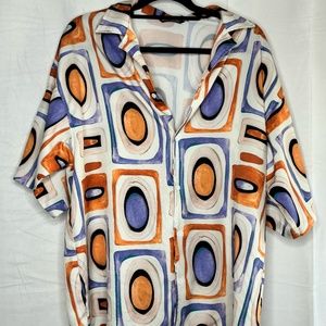 Abstract Over-Sized Button Down T-shirt
